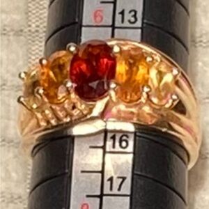 14K Gold, Garnett and Citrine ring Size 7